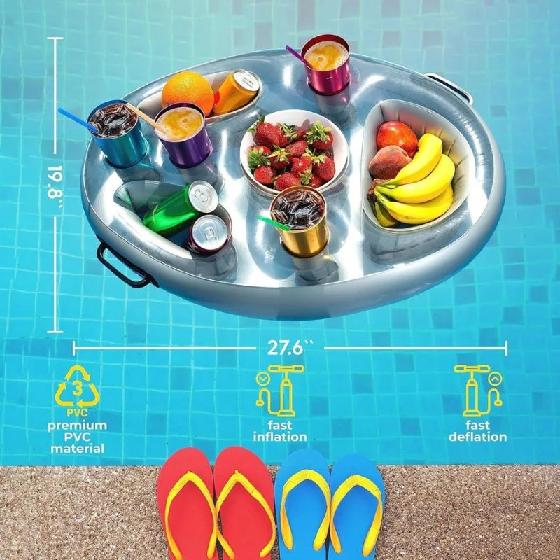 Schwimmender Pool-Getränkekühler, aufblasbarer Getränkehalter mit Getränketabletts für Sommerpartys, Strandeveranstaltungen, Aktivitäten für Wasserspaß