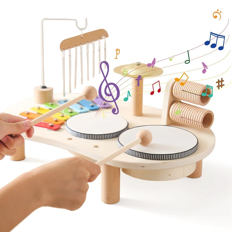 Baby Holz Montessori Spielzeug Bandstand Modell Abnehmbare Set Mobile Trommel Kinder Puzzle Lernen Spielzeug Für Neugeborene Geburtstag Geschenk