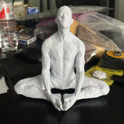 3D-gedruckte meditierende Mannfigur, minimalistische Heimdekoration, Statue für Wohnzimmer, Desktop-Ornament, einzigartiger spiritueller Dekor-Akzent