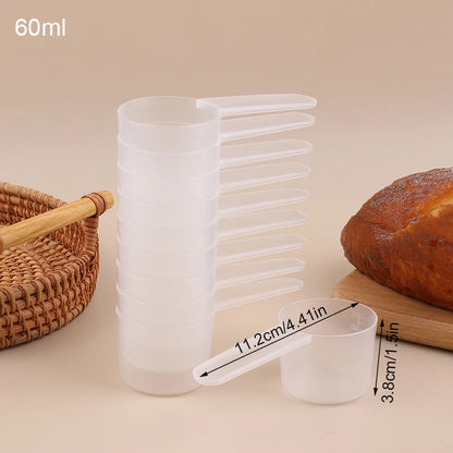 10 Teile/satz Messlöffel Mit Skala 30/50/60/70 ml Transparent Kunststoff Milch Pulver Löffel Küche backen Messbecher