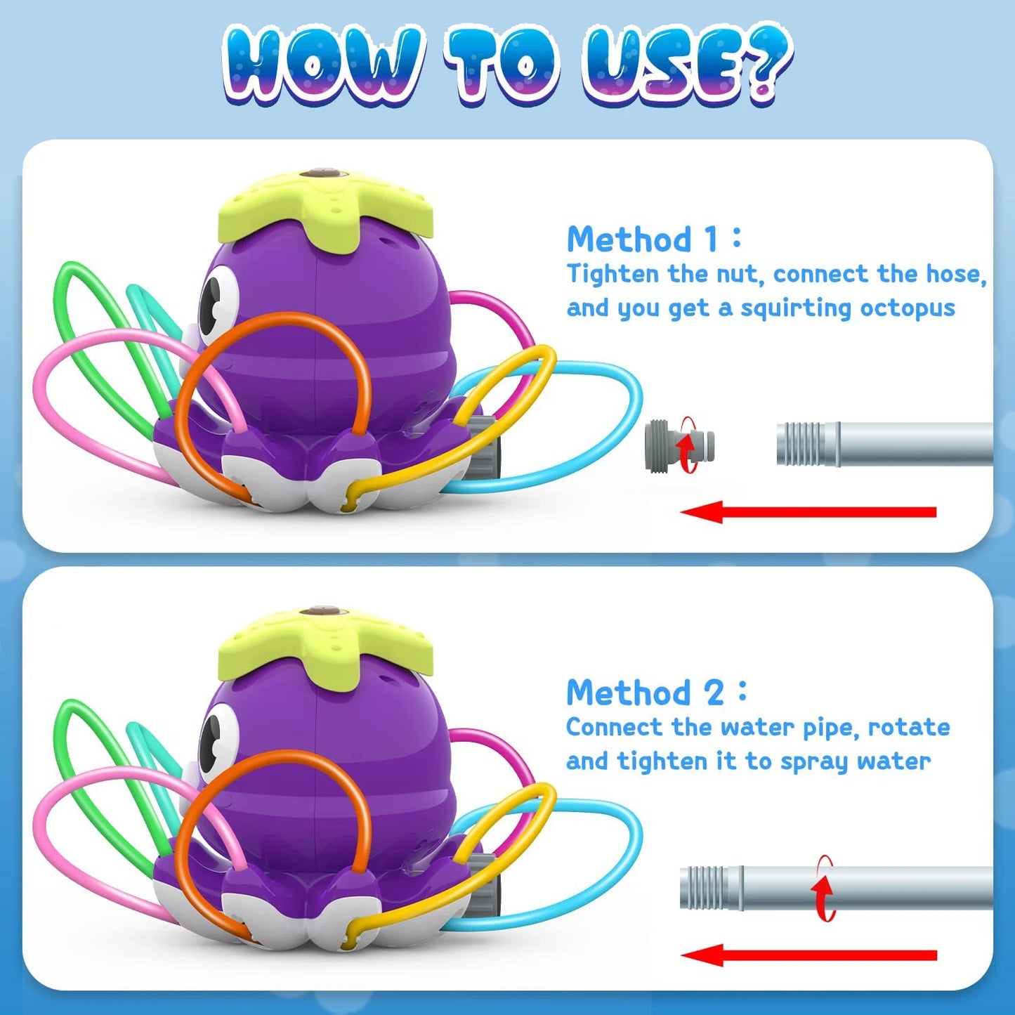 Wasserspray Outdoor Spielzeug Octopus Sprinkler Hinterhof Garten Wasserspielzeug Sommer Hof Cartoon Splash Sprinkler Baby Badespielzeug für Kinder