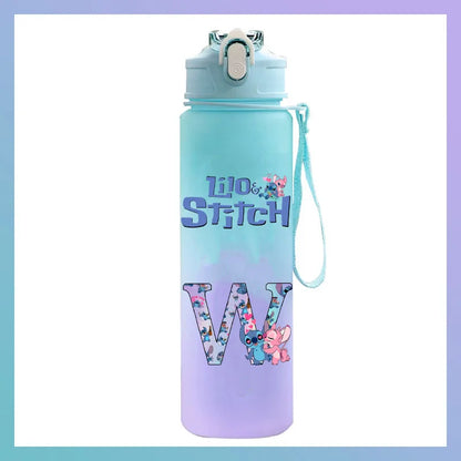 750 ml Lilo Stitch Brief A-Z Gedruckt Wasser Flasche Große Kapazität Trinken Tragbare Anime Outdoor Sport Wasser Tasse KINDER geschenk Gym