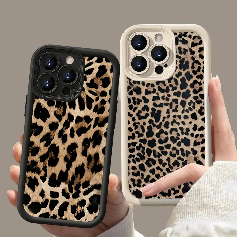 Mode Sexy Braun Leopard Silikon Soft Case Für iPhone 13 14 Pro Max 11 12 Mini 15 16 Plus SE2022 7 8 X XS XR Stoßfest Abdeckung