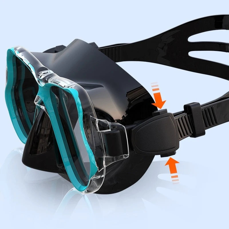 Professionelles Antibeschlag-Schnorchelset für Erwachsene – Set aus Panorama-Tauchmaske und Schwimmtrainingsgeräten aus gehärtetem Glas