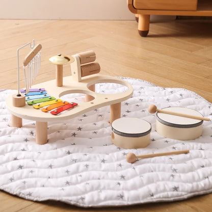 Baby Holz Montessori Spielzeug Bandstand Modell Abnehmbare Set Mobile Trommel Kinder Puzzle Lernen Spielzeug Für Neugeborene Geburtstag Geschenk