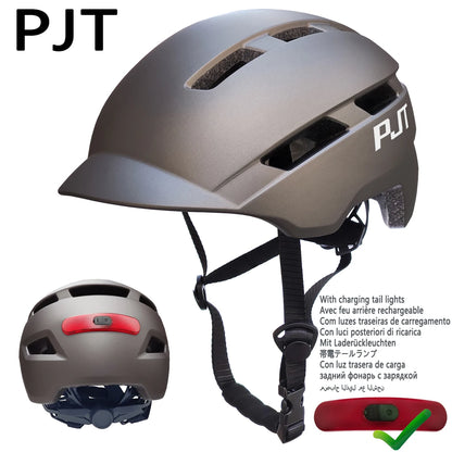 PJT Neuer Fahrradhelm In-Mold Mountain Road USB wiederaufladbar Rücklicht Fahrradhelm Sport sicherer Hut MTB Fahrradhelm