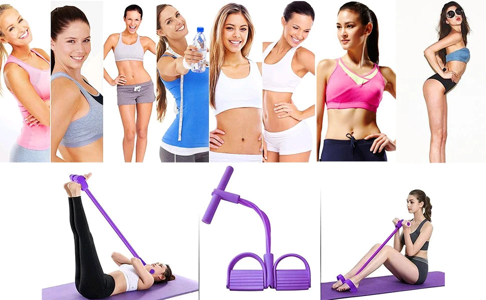 Fitness-Widerstandsband mit Pedal, Heimtrainingsgerät zum Tonisieren, Yoga, Krafttraining, Gesäß, Beine, Bauchtraining