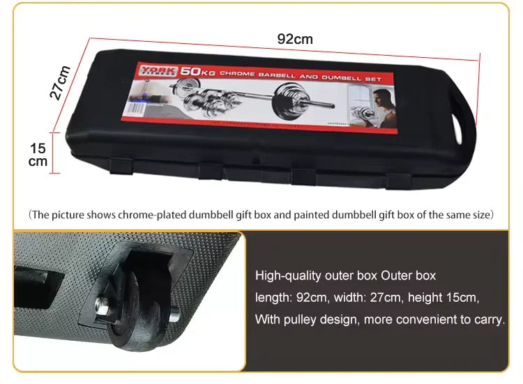 10 kg, 15 kg, 20 kg, 30 kg, Fitnessstudio, Zuhause, Gewichtheben, Hanteln mit Box, bemalt, schwarz lackiert, Gusseisen-Hanteln, Langhantel-Set.