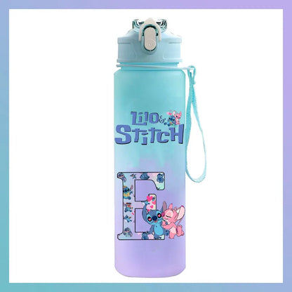750 ml Lilo Stitch Brief A-Z Gedruckt Wasser Flasche Große Kapazität Trinken Tragbare Anime Outdoor Sport Wasser Tasse KINDER geschenk Gym