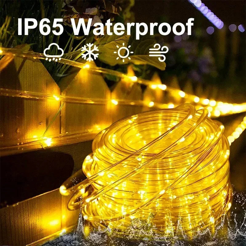 LED Solar Lichterketten Garten Wasserdichte Rohr Seil Lampe Weihnachten Girlande Lichterkette Für Outdoor Urlaub Dekoration Beleuchtung