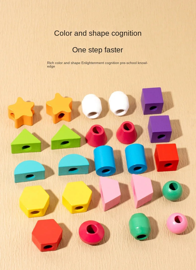 Montessori Holzspielzeug Farbform passendes Puzzlespiel Bunte Perlen Farbkognition Frühes Lernspielzeug Geschenk für Kinder