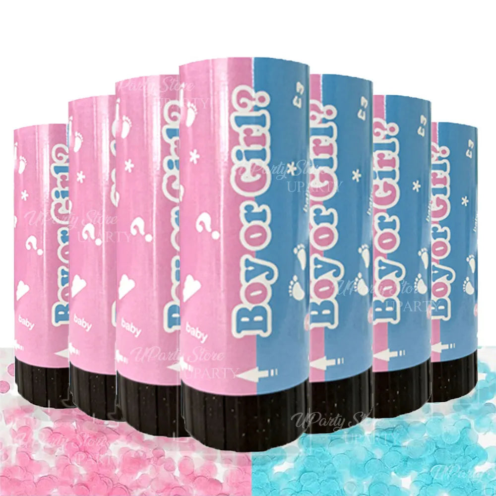 8 Stück rosa blaue Konfetti-Popper-Kanone für Geschlecht offenbaren blau rosa Papier-Konfetti-Shooter für Geburtstag, Hochzeit, Party, Dekoration, Gastgeschenk