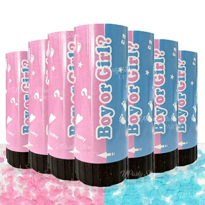 8 Stück rosa blaue Konfetti-Popper-Kanone für Geschlecht offenbaren blau rosa Papier-Konfetti-Shooter für Geburtstag, Hochzeit, Party, Dekoration, Gastgeschenk