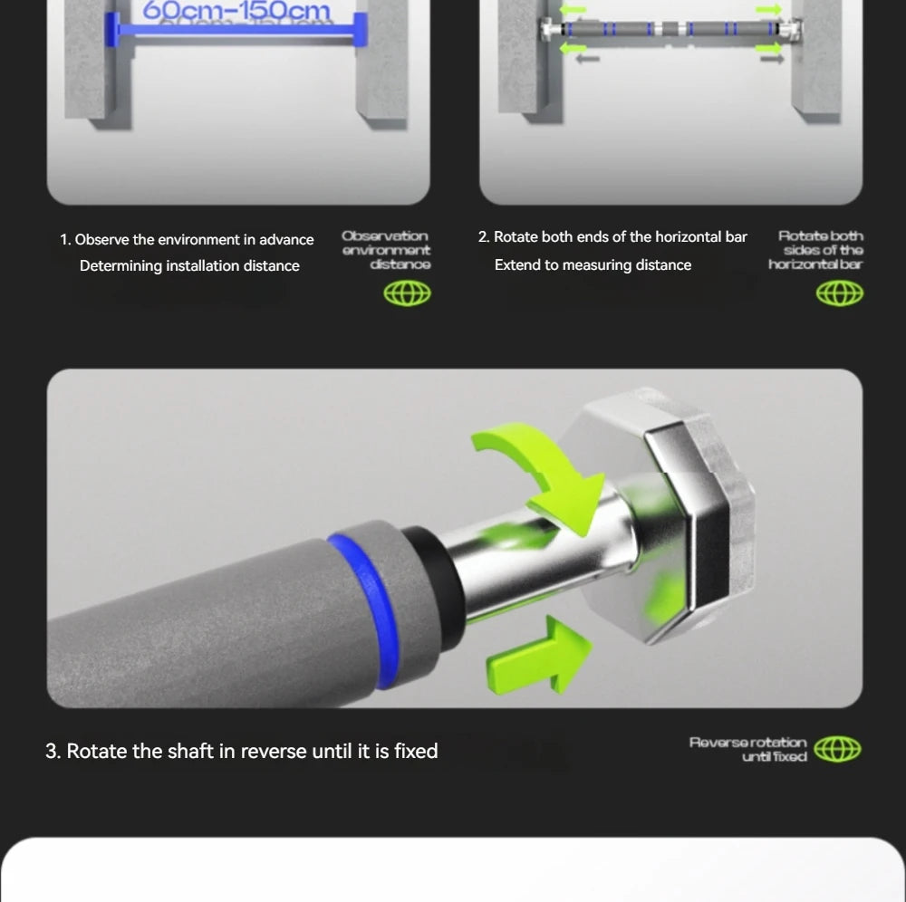 Teleskop-Tür-Zugstange, rutschfest, für Chin-Up-Fitnessgeräte, verstellbar, für Zuhause, Fitnessstudio, Krafttraining, strapazierfähig, für Männer und Frauen
