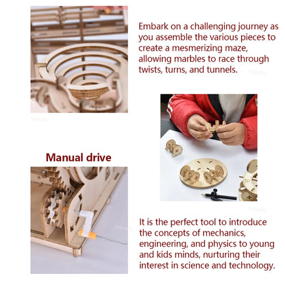 3D-Holzpuzzle zum Selbermachen, mechanisch, manuell, Modellbausätze, Spielzeug, Marmor-Lauf-Set mit 4 Kugeln, für Erwachsene und Kinder, Geschenke