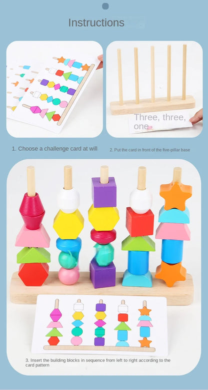 Montessori Holzspielzeug Farbform passendes Puzzlespiel Bunte Perlen Farbkognition Frühes Lernspielzeug Geschenk für Kinder