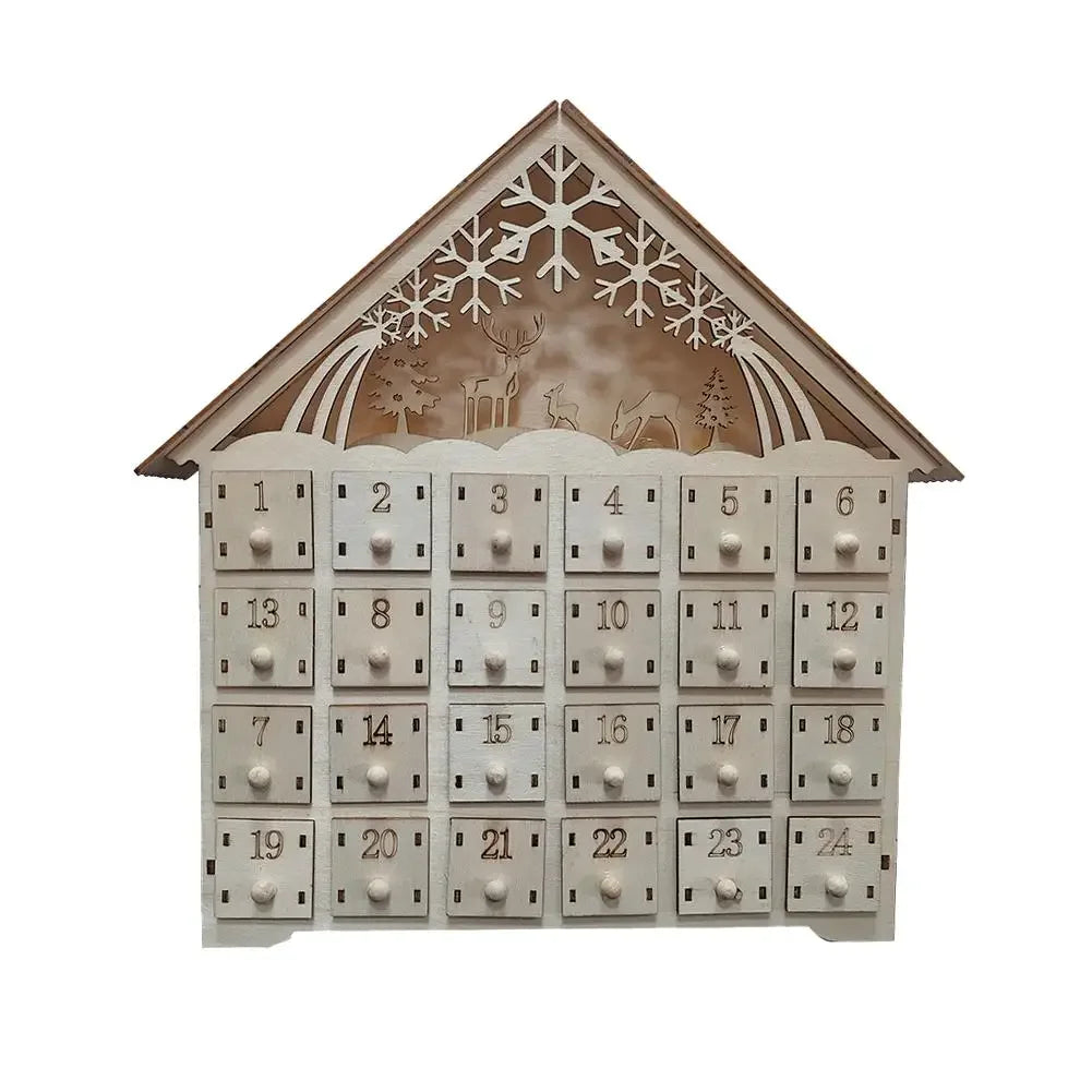Weihnachts-Adventskalender, 24-Tage-Countdown-Dekoration, Weihnachten, wiederverwendbare Holzdekoration, Tischplatte, abnehmbar, A8i6