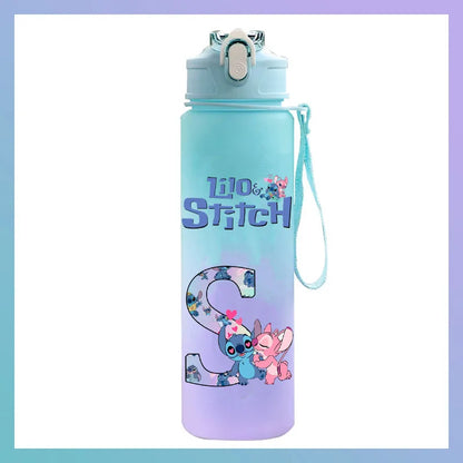 750 ml Lilo Stitch Brief A-Z Gedruckt Wasser Flasche Große Kapazität Trinken Tragbare Anime Outdoor Sport Wasser Tasse KINDER geschenk Gym