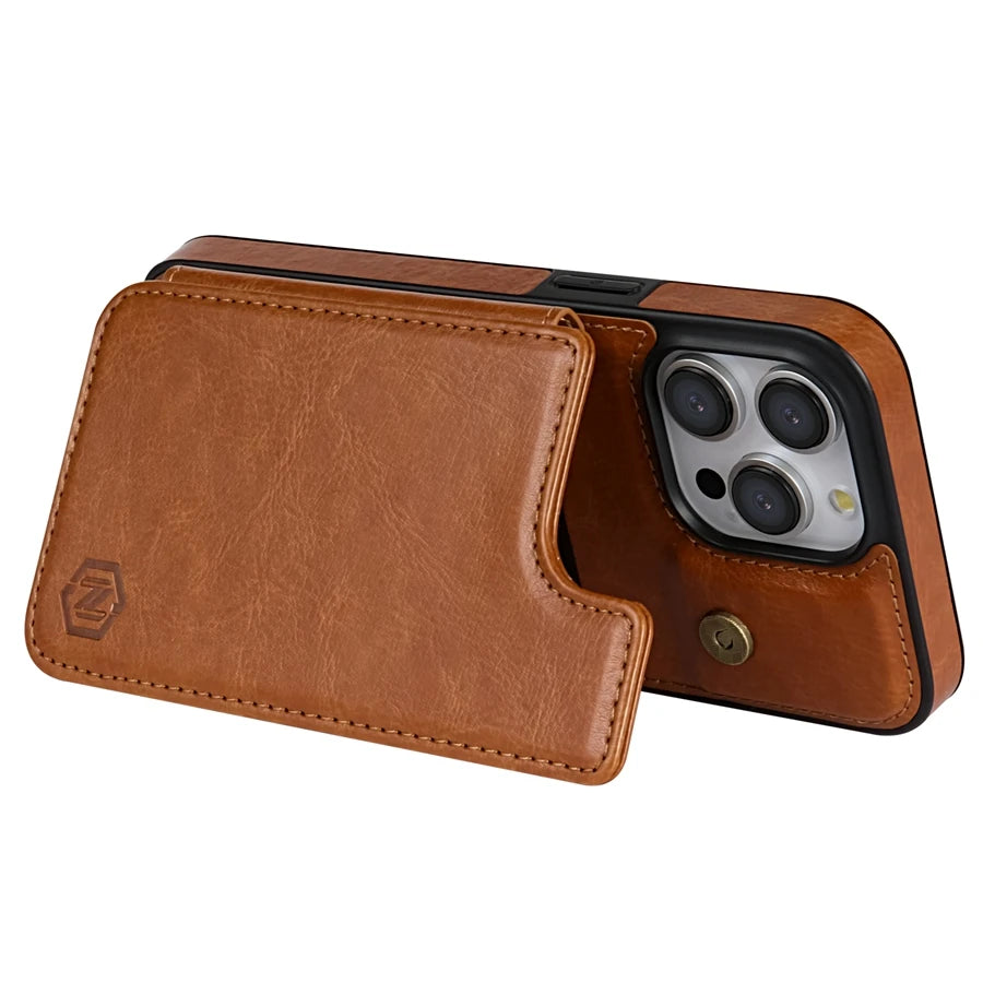 Brieftasche RFID-blockierende Schicht schützen Anti-Diebstahl-Magnet-Ledertasche für iPhone 16e 16 Pro Max 15 Plus 14 13 12 11 SE2 XS XR 8 7