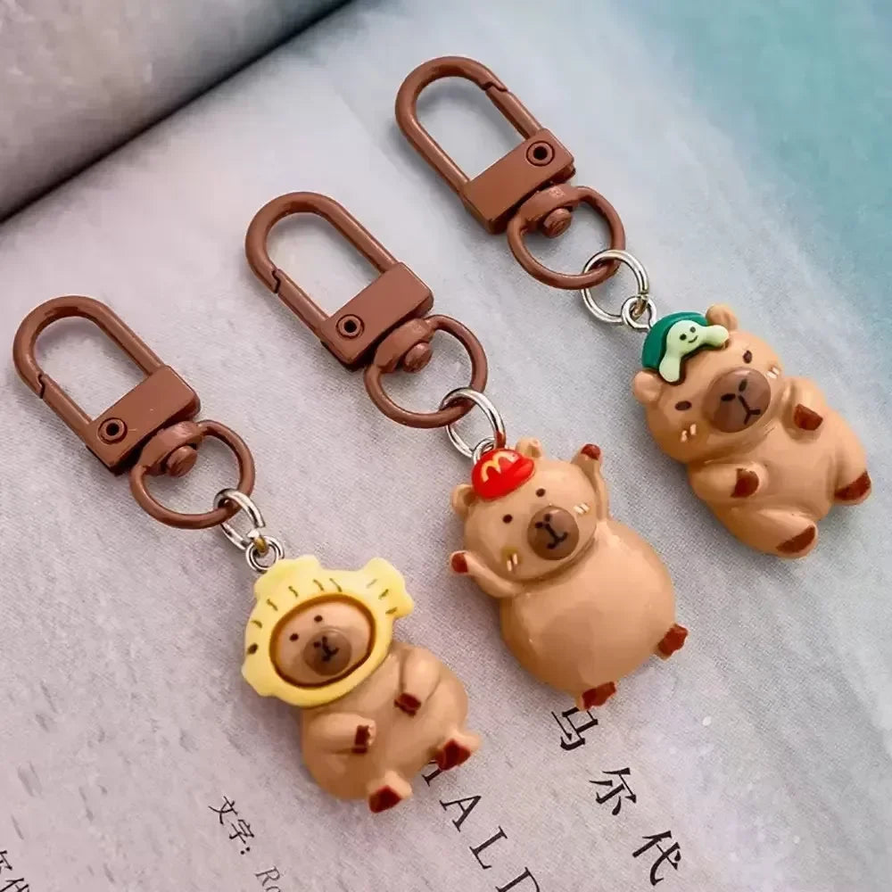 1-10Pcs Lustige Cartoon Capybara Schlüsselanhänger Frauen Männer Charme Harz Glänzend Flatback Tier Anhänger Schlüsselring Schmuck, Die Entdeckungen