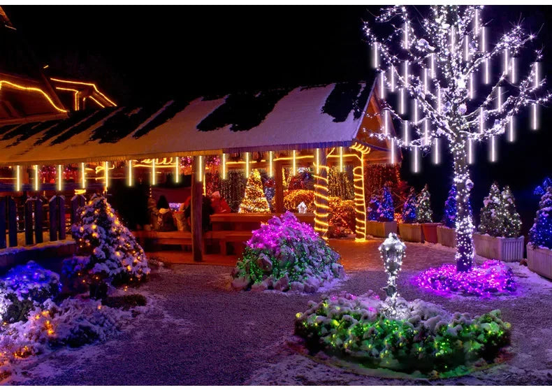 30 cm/50 cm Wasserdichte Meteorschauer Regen 8 Röhre LED Lichterketten Für Outdoor Urlaub Weihnachten Dekoration Baum EU/US/AU/UK Stecker