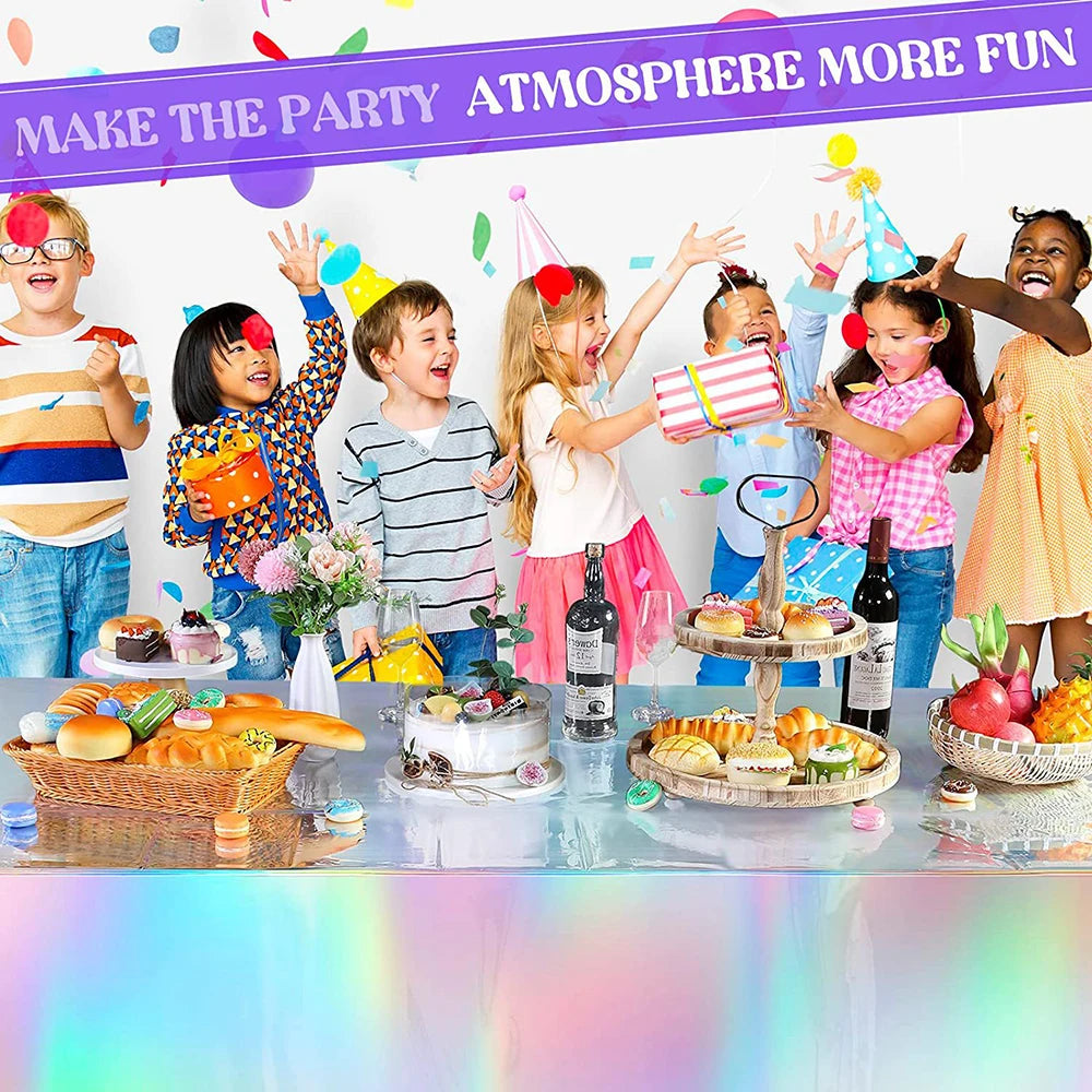 137 × 274 cm Neue Einweg Phantom Tischdecke Haustier Bunte Laser Geburtstag Party Hochzeit Festival Feier Regenbogen Tischdecke