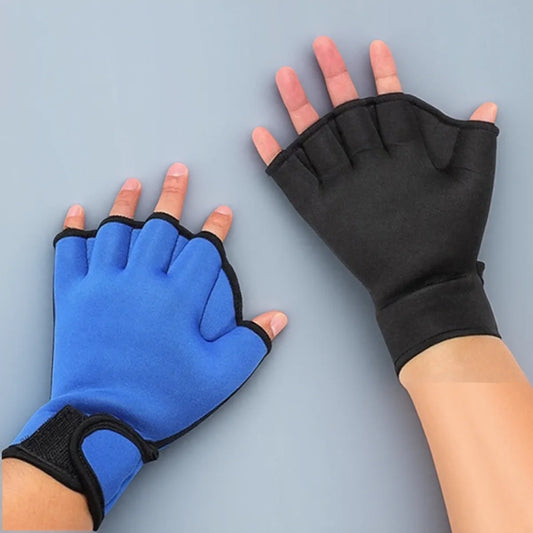 Schwimmtrainingshandschuhe, Neopren-Fitness-Wasserbeständigkeitshandschuhe mit Schwimmhäuten zum Schwimmen und Tauchen, mit verstellbarem Handschlaufe