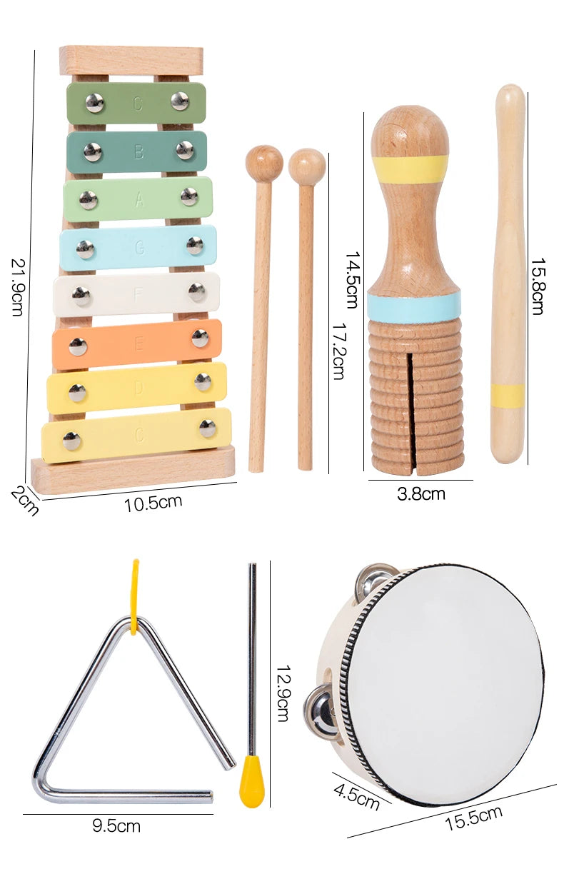 Wooden Musical Instrument Montessori Music Set Baby Children Percussion Instrument Toy Early Educational Knocking Toys for Kids