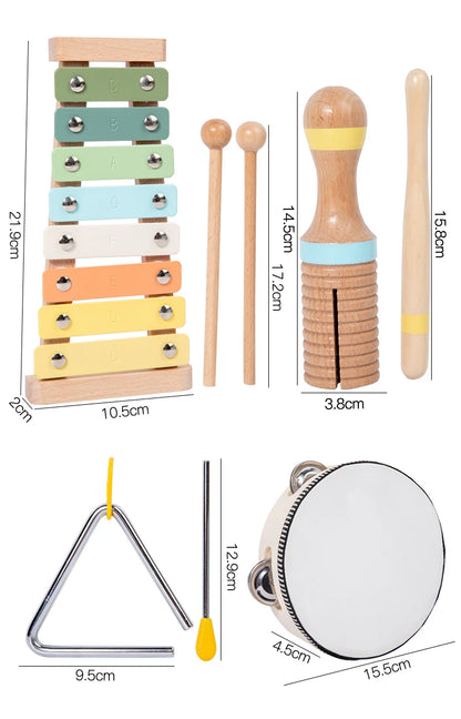 Wooden Musical Instrument Montessori Music Set Baby Children Percussion Instrument Toy Early Educational Knocking Toys for Kids