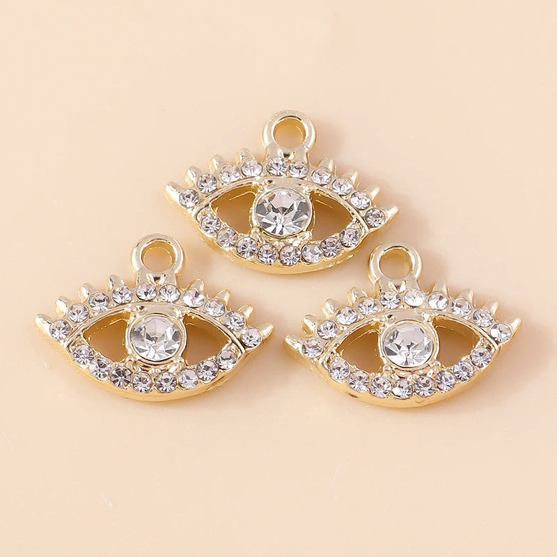 10 Stück Mixed Crystal Evil Eye Charms Türkische Lucky Blue Eye Charms Anhänger Anschlüsse für Armband Ohrringe Halskette DIY Schmuck