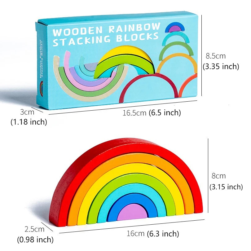 Heißer Bogen Brücke Regenbogen Bausteine Kinder Montessori Lernspiele Farbe und Form Kognitive Holz Spielzeug für Kinder