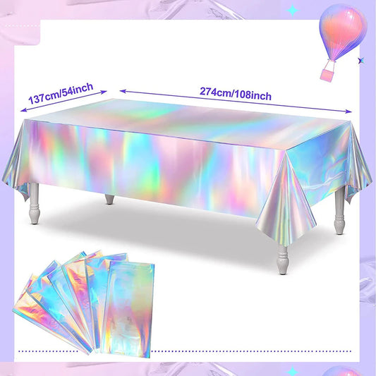 137 × 274 cm Neue Einweg Phantom Tischdecke Haustier Bunte Laser Geburtstag Party Hochzeit Festival Feier Regenbogen Tischdecke