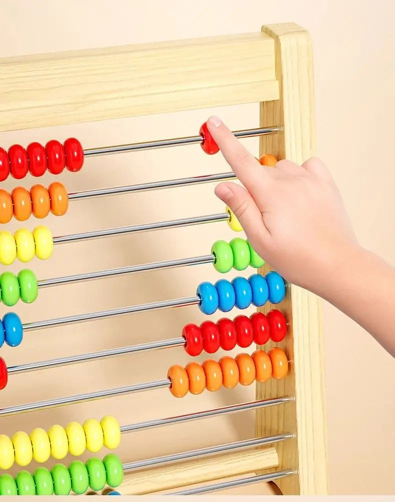 Klassisches pädagogisches Mathe-Zählspielzeug aus Holz mit 10 Reihen, 100 Perlen mit Zählstäben, Zahlen- und Alphabet-Karte, Vorschul-Mathe-Lernen