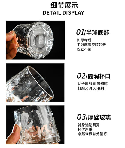 200 ml Whiskygläser, Tasse, Neuheit, drehbar, altmodisches Weinglas mit Holzsockel für Saft, Tee, Bar, Trinkutensilien