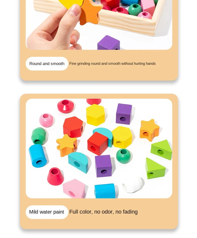 Montessori Holzspielzeug Farbform passendes Puzzlespiel Bunte Perlen Farbkognition Frühes Lernspielzeug Geschenk für Kinder