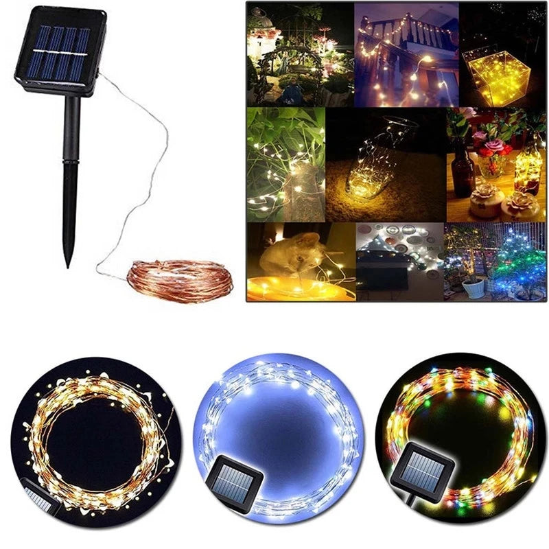 7m/12m/22m/32m LED Solar Licht Outdoor Garten Fee String Licht Led funkeln Wasserdichte Lampe für Weihnachten Terrasse Baum Party