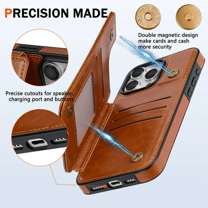 Brieftasche RFID-blockierende Schicht schützen Anti-Diebstahl-Magnet-Ledertasche für iPhone 16e 16 Pro Max 15 Plus 14 13 12 11 SE2 XS XR 8 7