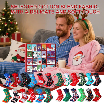 Weihnachts-Countdown-Kalender 2025, Weihnachten, Winter, Heimbedarf, 24-Tage-Countdown-Kalender, Neuheitssocken für Männer und Frauen