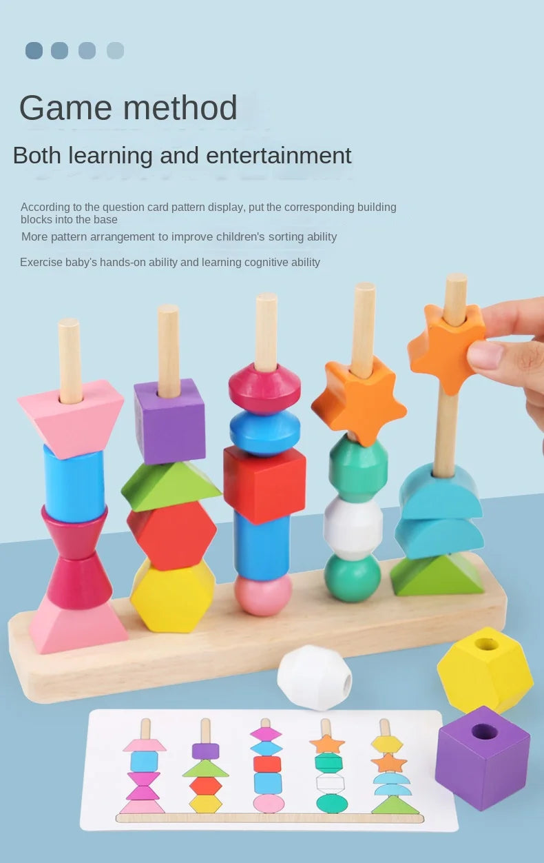 Montessori Holzspielzeug Farbform passendes Puzzlespiel Bunte Perlen Farbkognition Frühes Lernspielzeug Geschenk für Kinder