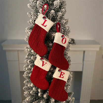 Weihnachtssocken, stricken, Schneeflocke, Buchstabenstrumpf, Weihnachtsdekoration für Zuhause, 2024, Weihnachtsbaumschmuck, Geschenk, Navidad Natal 2025