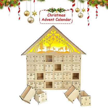 Weihnachts-Adventskalender, 24-Tage-Countdown-Dekoration, Weihnachten, wiederverwendbare Holzdekoration, Tischplatte, abnehmbar, A8i6