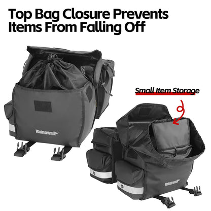 Rhinowalk Fahrrad-Gepäckträgertasche, 22/40/50 l, wasserdichte doppelseitige Fahrrad-Satteltasche mit innerer Stützplatte, erweiterbarer Aufbewahrungsgurt