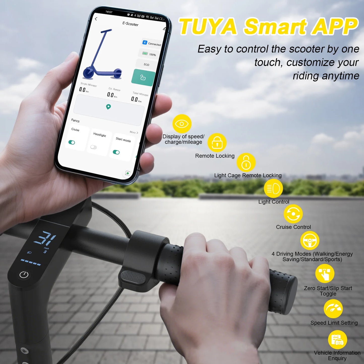 AOVOPRO LP10 500 W Elektroroller 42 V 10,5 Ah 35 km/h 35 km große Reichweite 10 Zoll mit Stoßdämpfung, intelligenter faltbarer EScooter