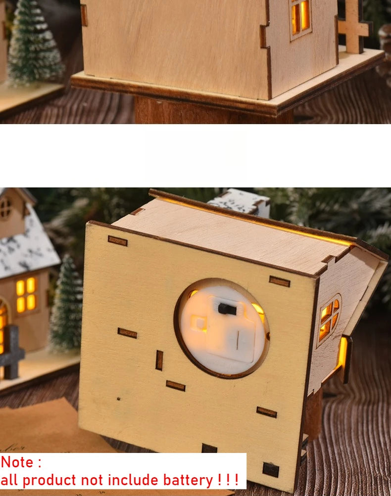 Weihnachts-Holzhaus, leuchtende Hütte für frohe Weihnachten, LED-Licht, Zuhause, DIY, Weihnachtsbaumschmuck, Kindergeschenke, 2026 Neujahr