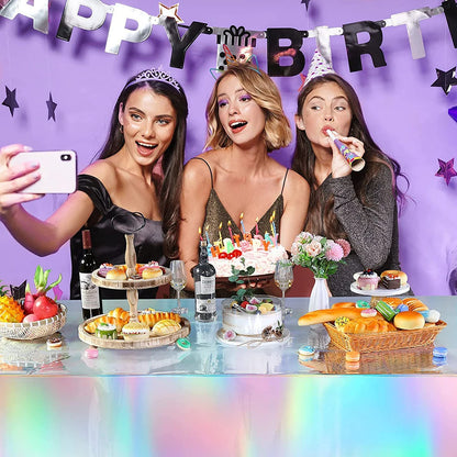 137 × 274 cm Neue Einweg Phantom Tischdecke Haustier Bunte Laser Geburtstag Party Hochzeit Festival Feier Regenbogen Tischdecke