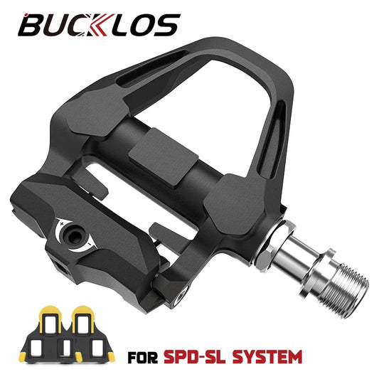 BUCKLOS Rennradpedale für SPD-SL Titanspindel Fahrrad Selbstsicherndes Pedal mit Stollen Fahrradrennenpedale Fahrradteil