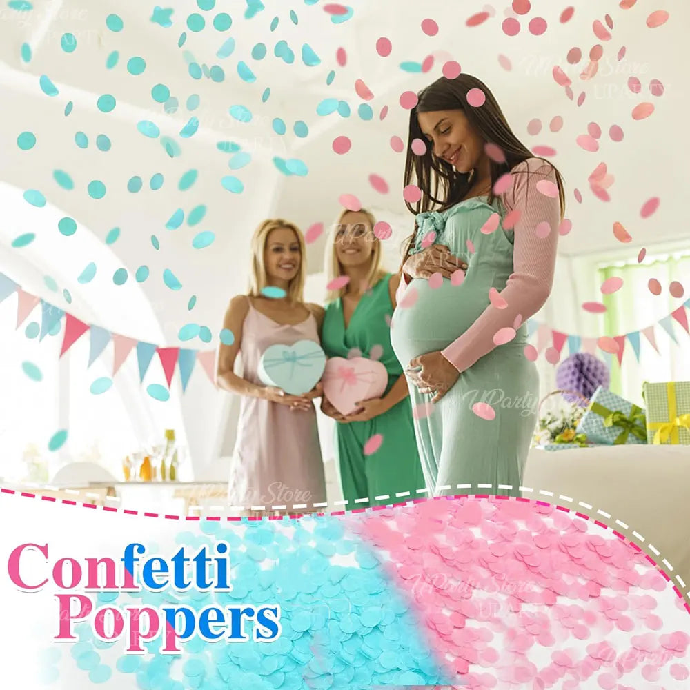 8 Stück rosa blaue Konfetti-Popper-Kanone für Geschlecht offenbaren blau rosa Papier-Konfetti-Shooter für Geburtstag, Hochzeit, Party, Dekoration, Gastgeschenk