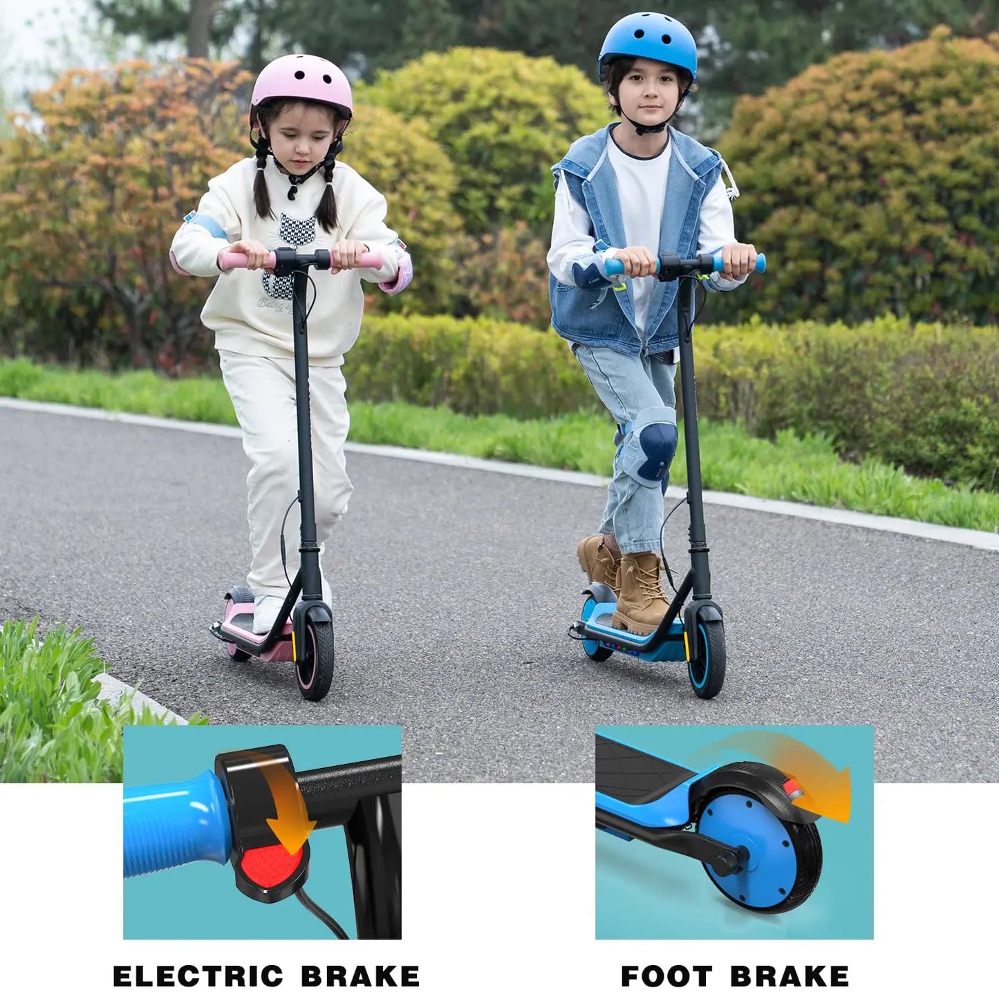 Ever cross tech e6 Elektro roller für Kinder, 7 "leichter E-Roller für 6-12 Jahre, Elektro roller mit einer Reichweite von bis zu 15 km und 7-farbigen Lichtern, 3 Geschwindigkeit smodi (8, 12, 16 km/h)
