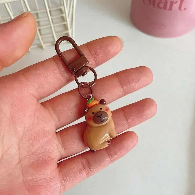 1-10Pcs Lustige Cartoon Capybara Schlüsselanhänger Frauen Männer Charme Harz Glänzend Flatback Tier Anhänger Schlüsselring Schmuck, Die Entdeckungen