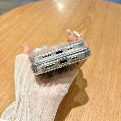 Transparent Für Magsafe Magnetische Drahtlose Lade Fall Für iphone 11 12 13 14 15 16 17 Pro XS Max XR 16e 17 Air Harte Acryl Abdeckung